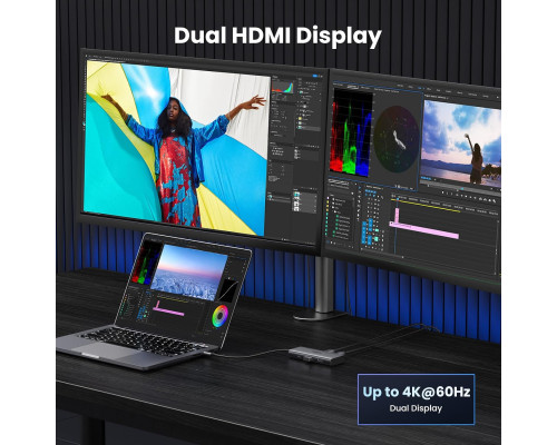 Концентратор UGREEN 15852 6 в 1 USB C Hub для Dell XPS, ThinkPad та інших пристроїв Grey (my-2079)