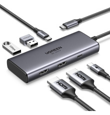 Концентратор UGREEN 15852 6 в 1 USB C Hub для Dell XPS, ThinkPad та інших пристроїв Grey (my-2079)