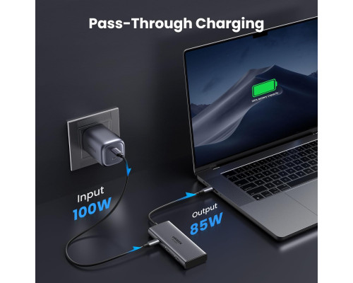 Концентратор UGREEN 15852 6 в 1 USB C Hub для Dell XPS, ThinkPad та інших пристроїв Grey (my-2079)