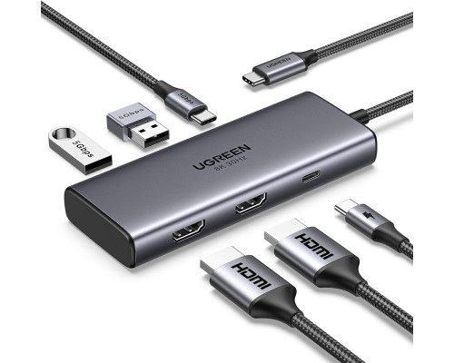 Концентратор UGREEN 15852 6 в 1 USB C Hub для Dell XPS, ThinkPad та інших пристроїв Grey (my-2079)