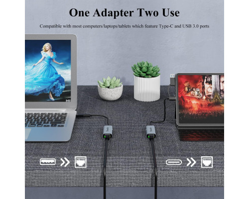 Ethernet-адаптер 2-в-1 USB C - USB 3.0 WAVLINK 2.5G (my-4119)