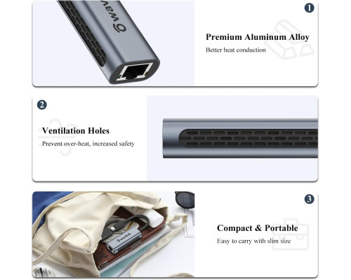 Ethernet-адаптер 2-в-1 USB C - USB 3.0 WAVLINK 2.5G (my-4119)