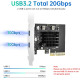 Карта розширення ELUTENG USB C PCIe з 2 портами 2 x 10 Гбіт/с, сумісна з PCIE X4/X8/X16, PCI-E USB C 3.2 Gen2 20 Гбіт/с з радіатором великої площі (my-12036)
