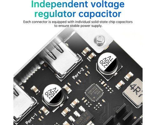Карта розширення ELUTENG USB C PCIe з 2 портами 2 x 10 Гбіт/с, сумісна з PCIE X4/X8/X16, PCI-E USB C 3.2 Gen2 20 Гбіт/с з радіатором великої площі (my-12036)