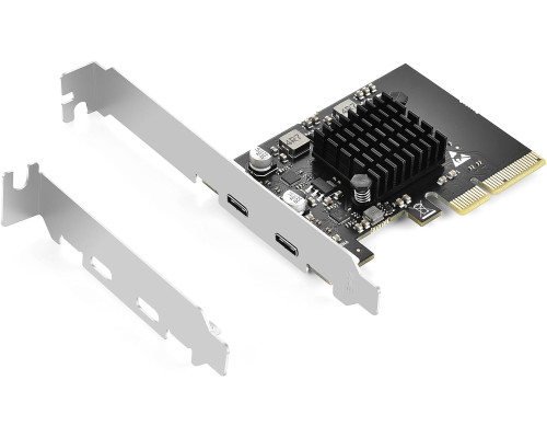 Карта розширення ELUTENG USB C PCIe з 2 портами 2 x 10 Гбіт/с, сумісна з PCIE X4/X8/X16, PCI-E USB C 3.2 Gen2 20 Гбіт/с з радіатором великої площі (my-12036)
