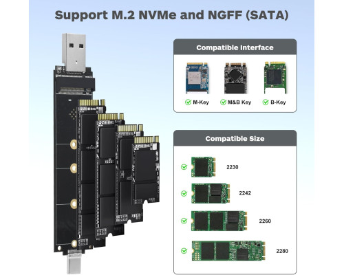 Корпус жорсткого диска для накопичувача твердотільного ELUTENG M.2 NVME NGFF 10 Гбіт/с (my-12094)