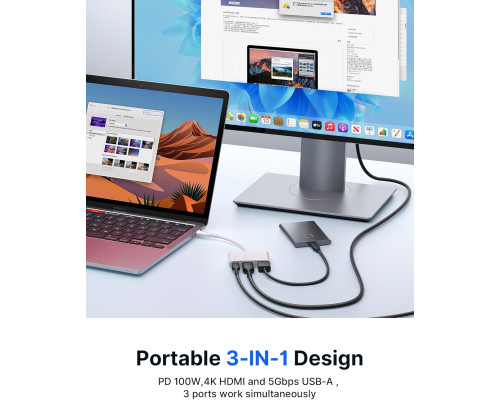 Адаптер JSAUX USB C-HDMI з підтримкою 4K при 60 Гц білий (my-15016)