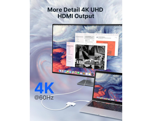Адаптер JSAUX USB C-HDMI з підтримкою 4K при 60 Гц білий (my-15016)