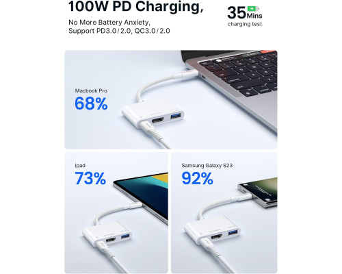 Адаптер JSAUX USB C-HDMI з підтримкою 4K при 60 Гц білий (my-15016)