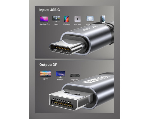 Кабель USB C - DisplayPort 1.4 6,6 футів JSAUX CV0027 (my-15014)