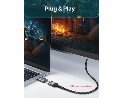 Адаптер JSAUX 4K DisplayPort - HDMI однонаправлений адаптер "тато - мама" сірий 2 штук (my-15012)