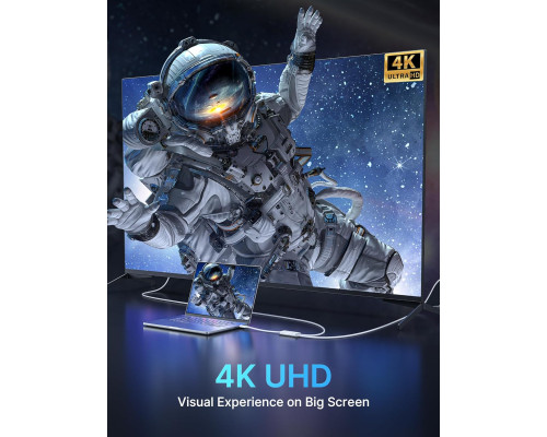 Кабель 2-в-1 Type C - HDMI 4K з портом зарядки PD 100 Вт JSAUX CV0057, сумісний з Thunderbolt 3, iPhone, MacBook, Samsung, iMac, iPad, Surface-White (my-15022)