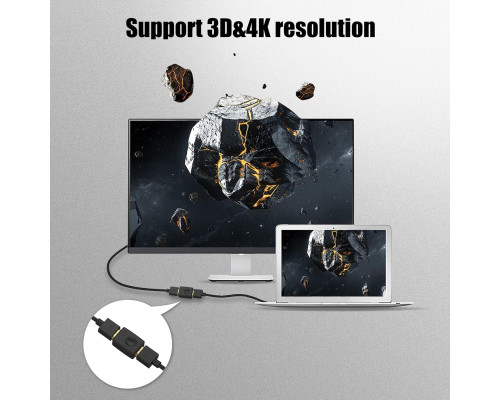Адаптер VCE HDMI HDMI 4K@60Hz (мама-мама), позолочений, підтримка 3D 4K HDR ARC для ноутбука, монітора, ПК, PS5, PS4, Xbox, DVD (my-15055)