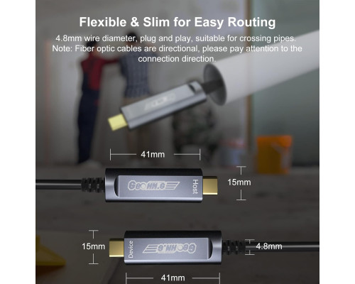 Оптоволоконний кабель GeoHN.G USB C - USB C 10 м 10 Гбіт/с USB 3.2 високошвидкісна передача даних на великі відстані (my-17233)