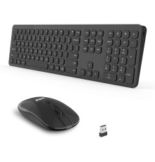 Бездротова клавіатура та миша комплект LeadsaiL LX-008 2.4G USB, повнорозмірна, ергономічна, безшумна, чорна (my-15067)