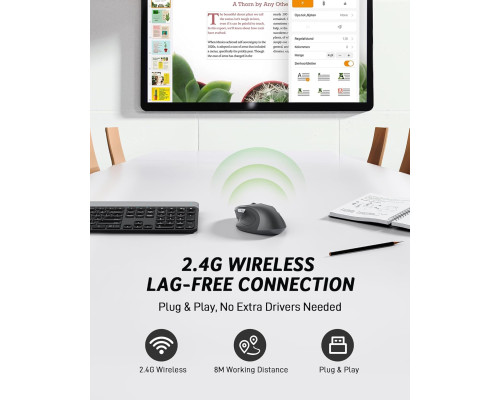 Бездротова ергономічна миша Acer OMR240 2,4 ГГц з міні-USB-приймачем, 6 кнопок, 1600 dpi (my-15107)