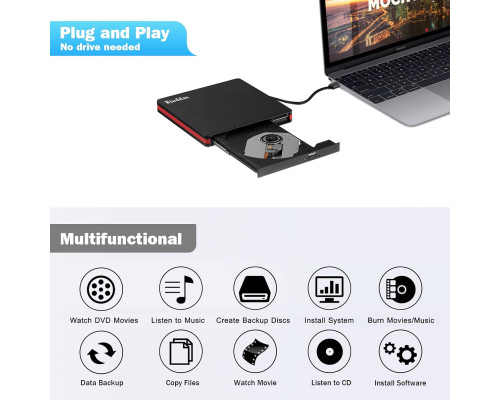 Зовнішній CD-привід Rioddas BT669 USB 3.0 для ноутбуків (my-17145)