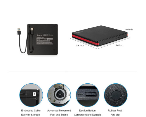 Зовнішній CD-привід Rioddas BT669 USB 3.0 для ноутбуків (my-17145)