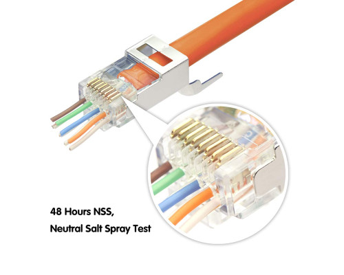 Екранований мережевий роз'єм VCELINK Gen 2 RJ45 Cat7 Cat6A кабель з навантажувальною планкою та захисними ковпачками (my-15043)