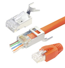 Екранований мережевий роз'єм VCELINK Gen 2 RJ45 Cat7 Cat6A кабель з навантажувальною планкою та захисними ковпачками (my-15043)