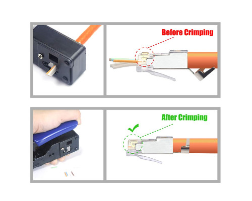 Екранований мережевий роз'єм VCELINK Gen 2 RJ45 Cat7 Cat6A кабель з навантажувальною планкою та захисними ковпачками (my-15043)