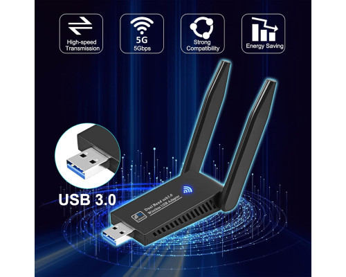 WLAN-адаптер AC1300M USB 3.0 з високим коефіцієнтом посилення Wodgreat FR-1300M (my-17163)