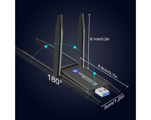 WLAN-адаптер AC1300M USB 3.0 з високим коефіцієнтом посилення Wodgreat FR-1300M (my-17163)