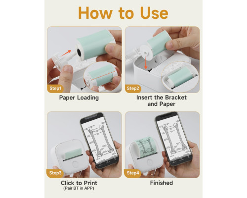 Портативний принтер Memoking Mini T02-White Combo (my-3057)