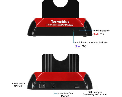 Док-станція для жорсткого диска USB 2.0 TCC-S867-US зовнішній корпус для 25-дюймових та 35-дюймових жорстких дисків IDE SATA I/II/III твердотільних накопичувачів (my-17015)
