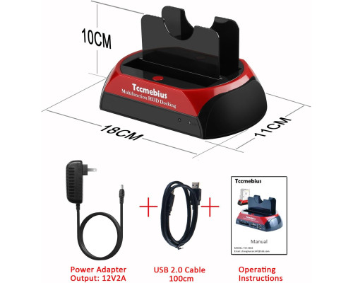 Док-станція для жорсткого диска USB 2.0 TCC-S867-US зовнішній корпус для 25-дюймових та 35-дюймових жорстких дисків IDE SATA I/II/III твердотільних накопичувачів (my-17015)