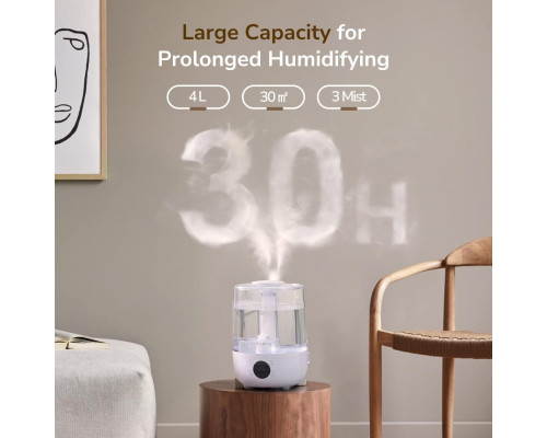 Зволожувач повітря ALACRIS Smart Humidifier об'ємом 4 л з функцією створення прохолодної пари, постійною вологістю та світлодіодним дисплеєм (my-7083)