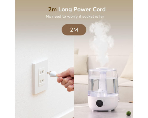 Зволожувач повітря ALACRIS Smart Humidifier об'ємом 4 л з функцією створення прохолодної пари, постійною вологістю та світлодіодним дисплеєм (my-7083)