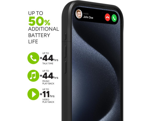 Чохол-акумулятор Mophie Juice Pack для iPhone 15 Pro Max, до 50% додаткової батареї, захист від падінь, екологічний дизайн, чорний (my-7106)