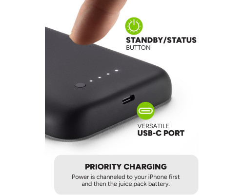 Чохол-акумулятор Mophie Juice Pack для iPhone 15 Pro Max, до 50% додаткової батареї, захист від падінь, екологічний дизайн, чорний (my-7106)