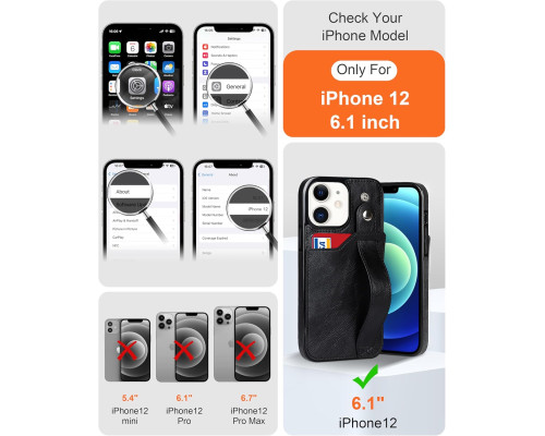 Чохол-гаманець SOOFUN для iPhone 12 з подвійною магнітною застібкою, протиударний, захисний, чорний (my-12167)