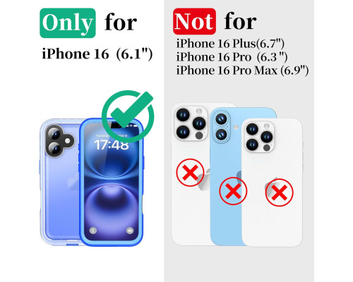 Водонепроникний, пилозахисний чохол Cozycase для iPhone 16 IP68, 2 м захист від падінь, синій (my-12177)