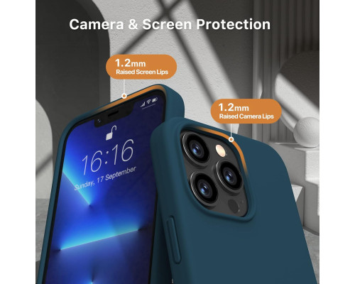 Тонкий силіконовий протиударний чохол JASBON Designed для iPhone 13 Pro із захистом екрану, стійким до подряпин], 6,1 дюйма, бірюзовий (my-14130)