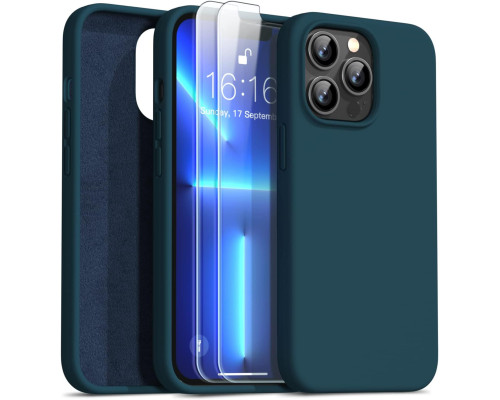 Тонкий силіконовий протиударний чохол JASBON Designed для iPhone 13 Pro із захистом екрану, стійким до подряпин], 6,1 дюйма, бірюзовий (my-14130)
