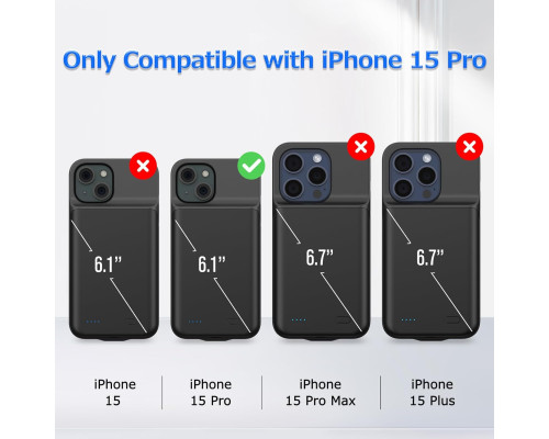 Зарядний чохол-акумулятор для iPhone 15 Pro max  6,1 дюйма (my-15212)