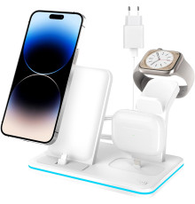 Бездротова зарядна станція Aimtel 3 в 1 для декількох пристроїв Apple iPhone, iWatch, AirPods 18 Вт, чорний (my-1097)