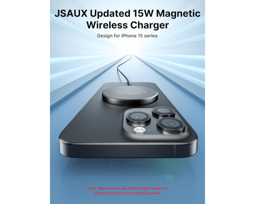 Магнітний бездротовий зарядний пристрій JSAUX JSUKWP1501BK2P для iPhone 2 шт чорний колір (my-15189)