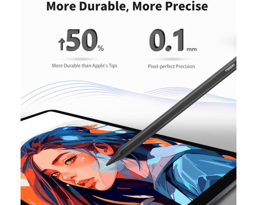 Стилус Metapen Pencil A8 сумісний з iPad, швидка зарядка, чорний ME-APP152 (my-9178)