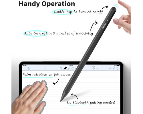 Стилус Metapen Pencil A8 сумісний з iPad, швидка зарядка, чорний ME-APP152 (my-9178)