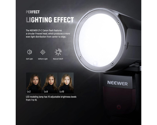 Спалах Speedlite NEEWER Z1-C TTL з круглою головкою для цифрових дзеркальних фотокамер Canon, 76 Вт/с, 2,4 ГГц, 1/8000 с, HSS-спалах (my-7045)