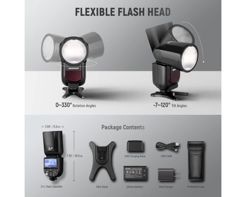Спалах Speedlite NEEWER Z1-C TTL з круглою головкою для цифрових дзеркальних фотокамер Canon, 76 Вт/с, 2,4 ГГц, 1/8000 с, HSS-спалах (my-7045)