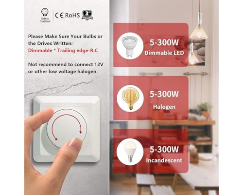 Світлодіодний димер iolloi LED Dimmer, 3-300 Вт прихованого монтажу (my-1070)