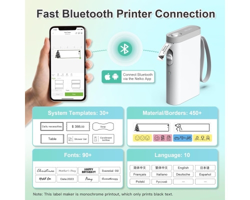 Портативний Bluetooth-принтер етикеток Nelko P21 світло-жовтий (my-15215)