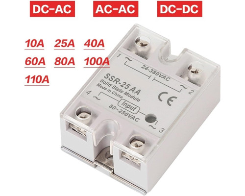 Твердотельне реле EVURU SSR-10AA 25AA 40AA SSR однофазне (my-4365)