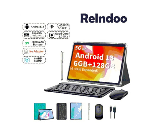 Планшет RELNDOO Android13 ОЗУ 6 ГБ ПЗУ 256ГБ CPU Rockchip екран 10,1" зелений (my-8051)