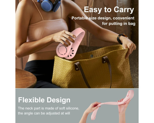 Портативний вентилятор на шию COKEEY з повітряним потоком на 360° акумулятор на 3000 мАч рожевий (my-11117)